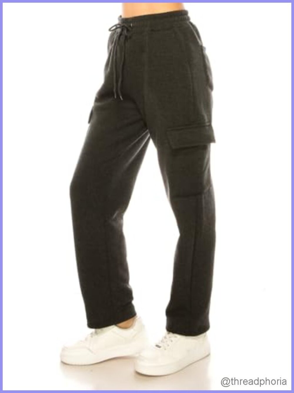 Women's Fleece Cargo Sweatpants High Waisted Joggers with Pockets Loose Fit